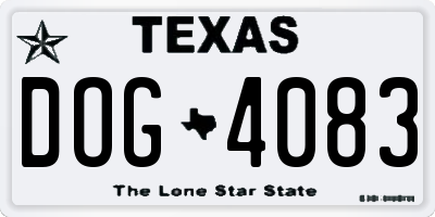 TX license plate DOG4083
