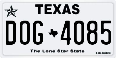TX license plate DOG4085