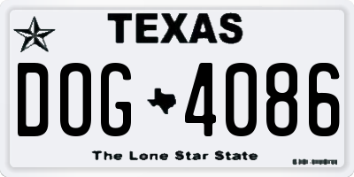 TX license plate DOG4086
