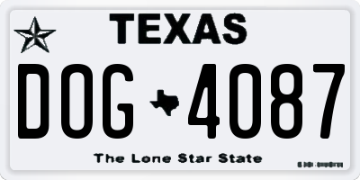 TX license plate DOG4087