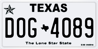TX license plate DOG4089