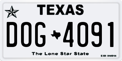 TX license plate DOG4091
