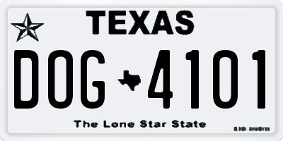 TX license plate DOG4101