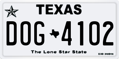 TX license plate DOG4102