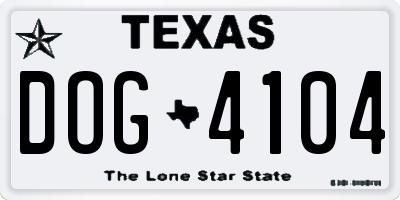 TX license plate DOG4104