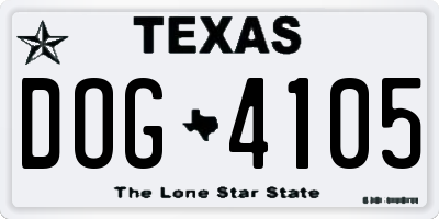 TX license plate DOG4105