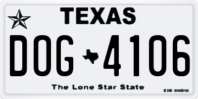 TX license plate DOG4106