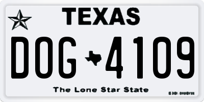 TX license plate DOG4109