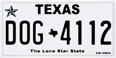 TX license plate DOG4112