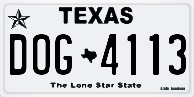TX license plate DOG4113