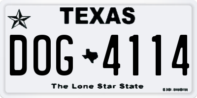 TX license plate DOG4114