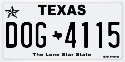TX license plate DOG4115