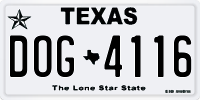 TX license plate DOG4116