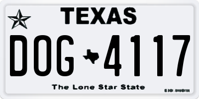 TX license plate DOG4117