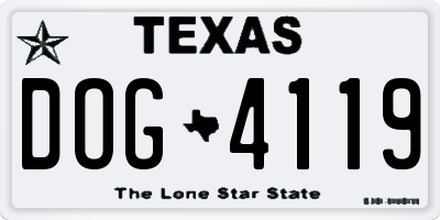 TX license plate DOG4119