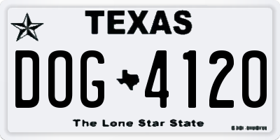 TX license plate DOG4120