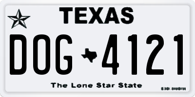 TX license plate DOG4121
