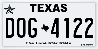 TX license plate DOG4122