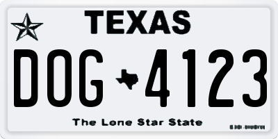 TX license plate DOG4123