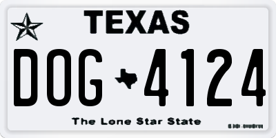 TX license plate DOG4124