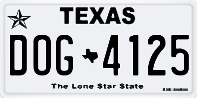 TX license plate DOG4125
