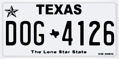 TX license plate DOG4126