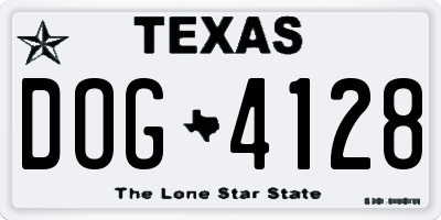 TX license plate DOG4128