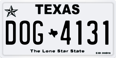 TX license plate DOG4131