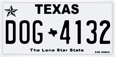TX license plate DOG4132