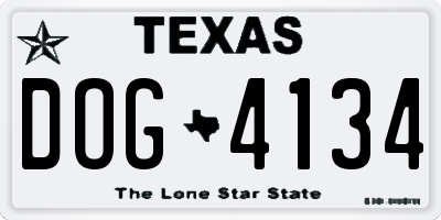 TX license plate DOG4134