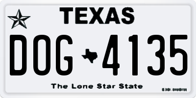 TX license plate DOG4135