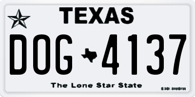 TX license plate DOG4137