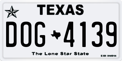 TX license plate DOG4139