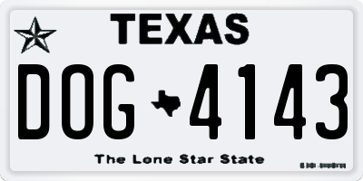 TX license plate DOG4143