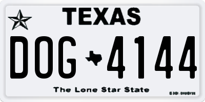TX license plate DOG4144