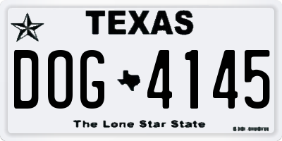 TX license plate DOG4145