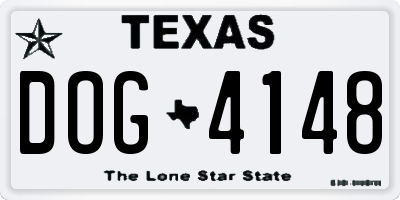 TX license plate DOG4148