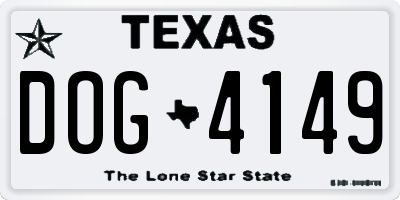 TX license plate DOG4149