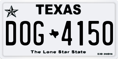 TX license plate DOG4150