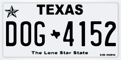 TX license plate DOG4152