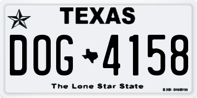TX license plate DOG4158