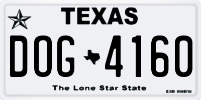 TX license plate DOG4160