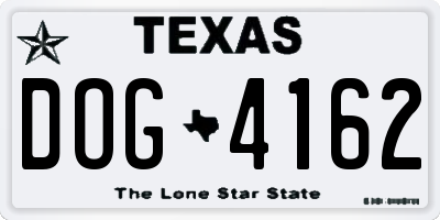 TX license plate DOG4162