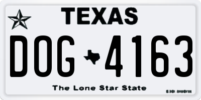 TX license plate DOG4163