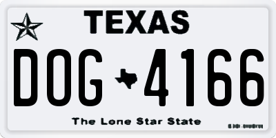 TX license plate DOG4166