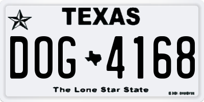 TX license plate DOG4168