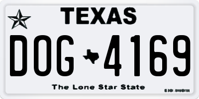 TX license plate DOG4169