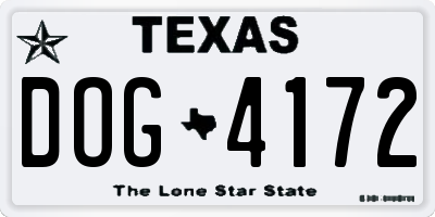 TX license plate DOG4172
