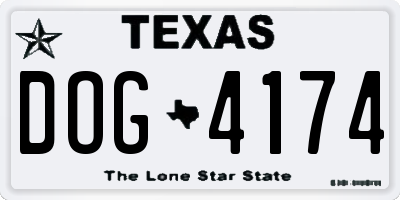 TX license plate DOG4174