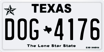 TX license plate DOG4176